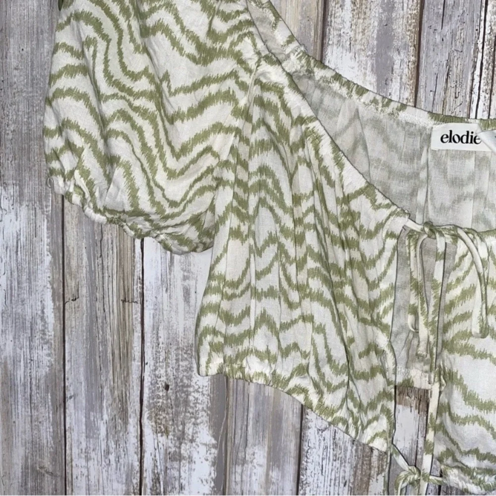 NWT Elodie Green & White Tie Crop - Picture 3 of 6